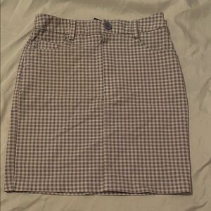 Forever 21 Checkered Midi Skirt - Gray and Cream